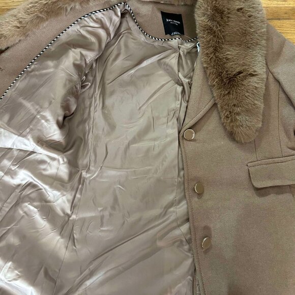 New Kate Spade camel fur removable collar coat XL - Picture 7 of 7